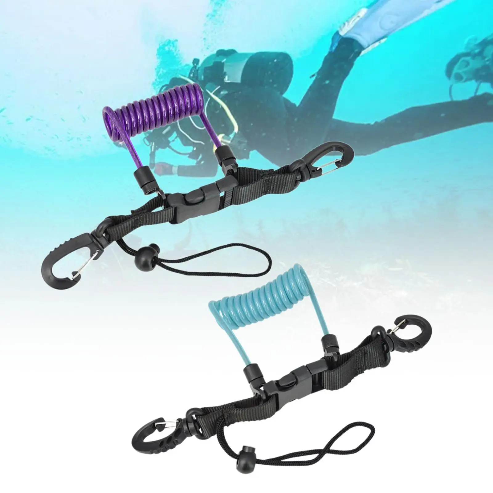 Scuba Diving Coil Lanyard Heavy Duty Quick Release Buckle Camera Lanyard Dive