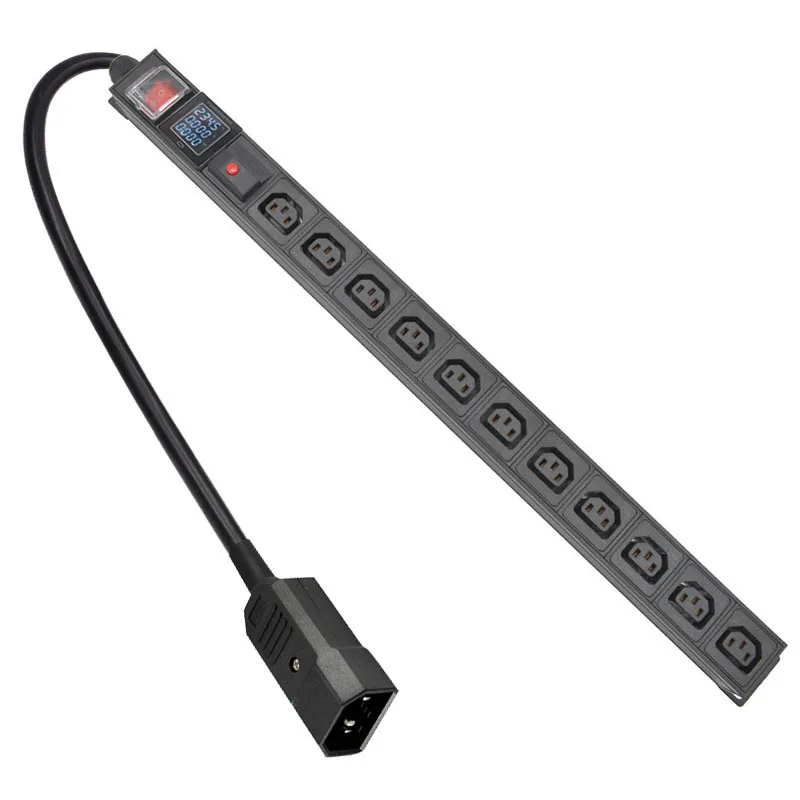 

PDU Power Strip Distribution Digital display ammeter C13 11 Way output socket 2m Extension Cord With overload protection