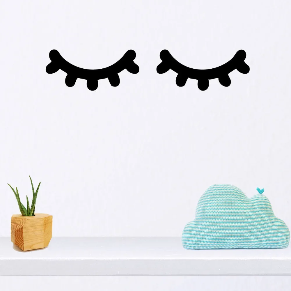 

2 Pcs Nordic Style Cute Wooden 3D Eyelash Wall Sticker Decor Children Kids Baby Room Background Wall Sticker Home Decoration