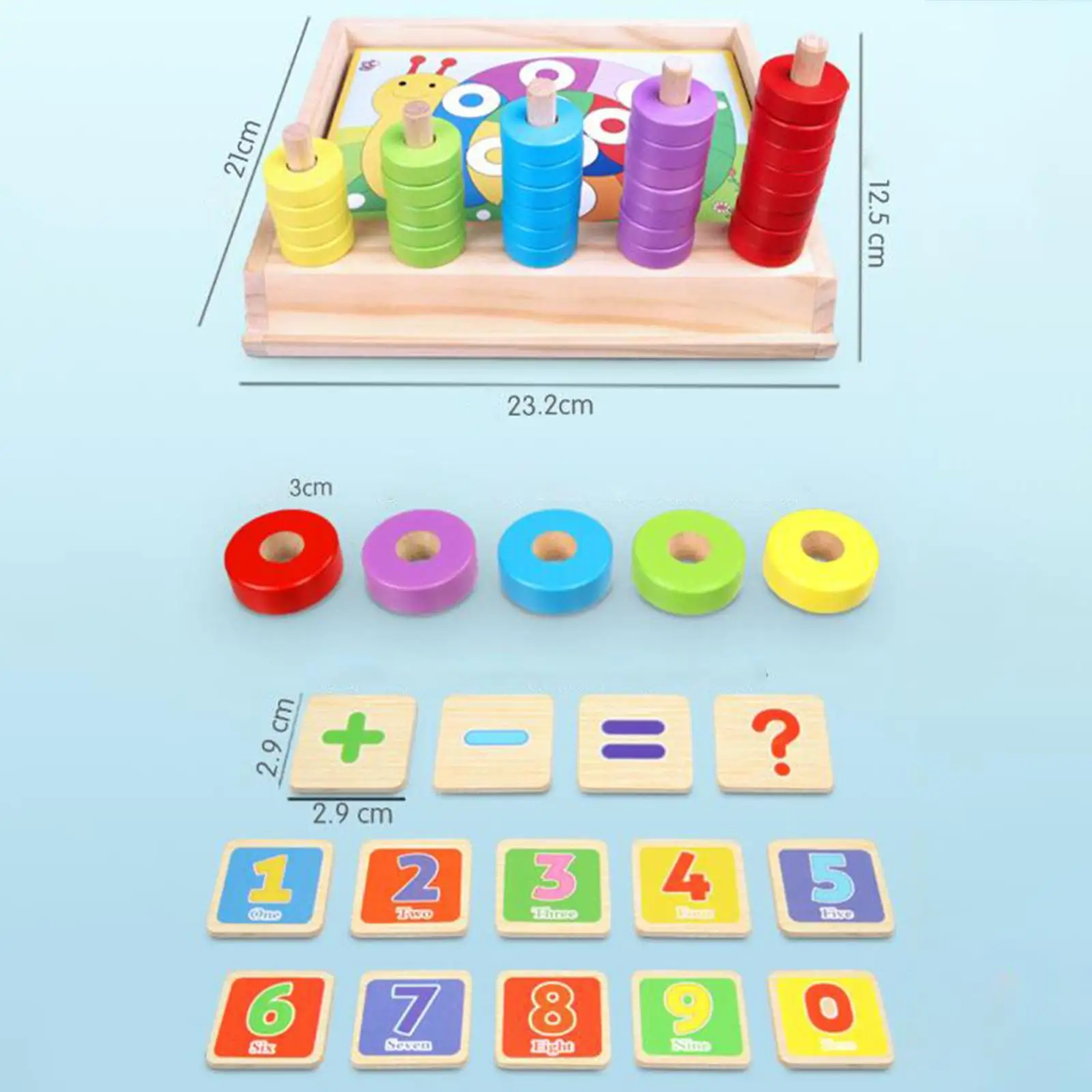 

Montessori Math Manipulatives Toys Wooden Addition Subtraction Activity Puzzle Toys Puzzle Stacker for Toddlers Kids Children