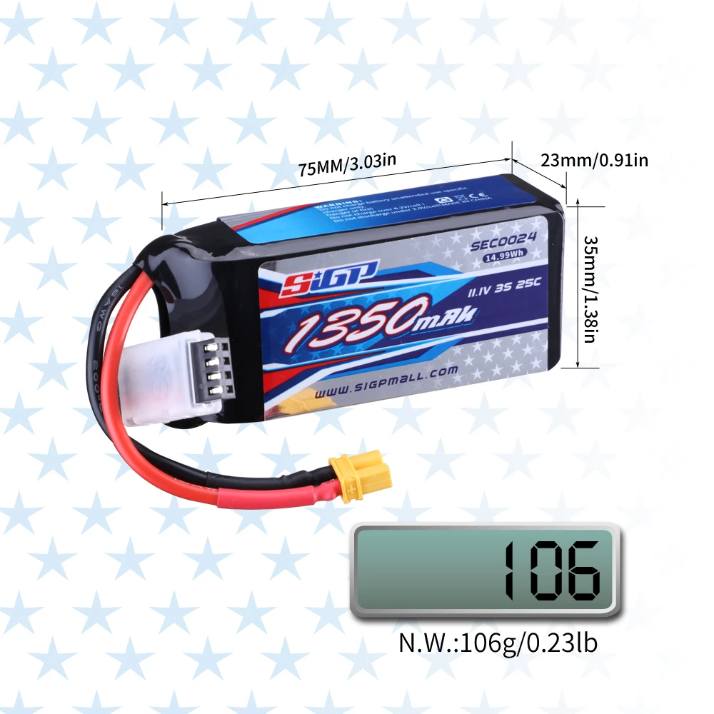 3S Lipo Battery for 1100mAh 1350mAh 11.1V 20C 25C 35C with XT30 JST Plug RC Airplane Quadcopter Helicopter Drone FPV 2pcs 5