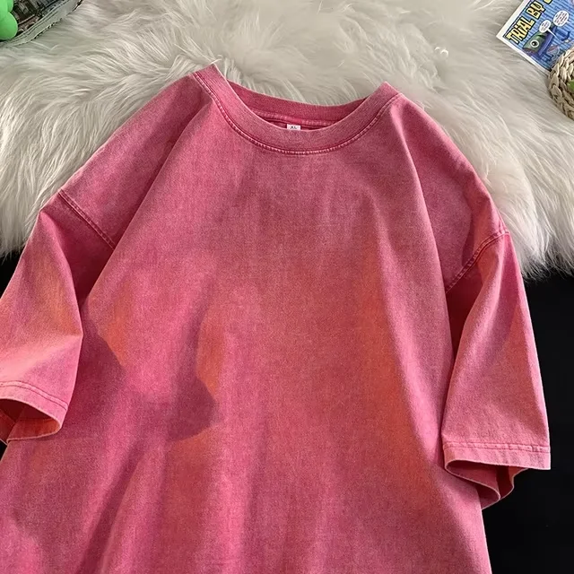 Vintage T-shirt Oversized Men's T Shirt Short Sleeve T-shirt T-shirts for Men Men's Cotton T-shirt Pink Oversize T-shirt Y2k 1