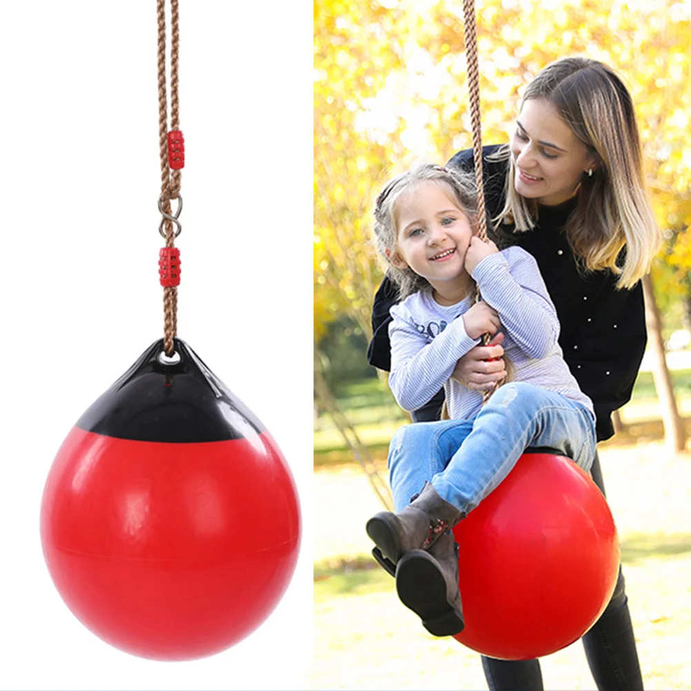 1Pc Inflatable Buoy Ball Swings Set with Rope Swing Seat for Tree Outdoor Indoor Playground Background Ball (Random Color) 4