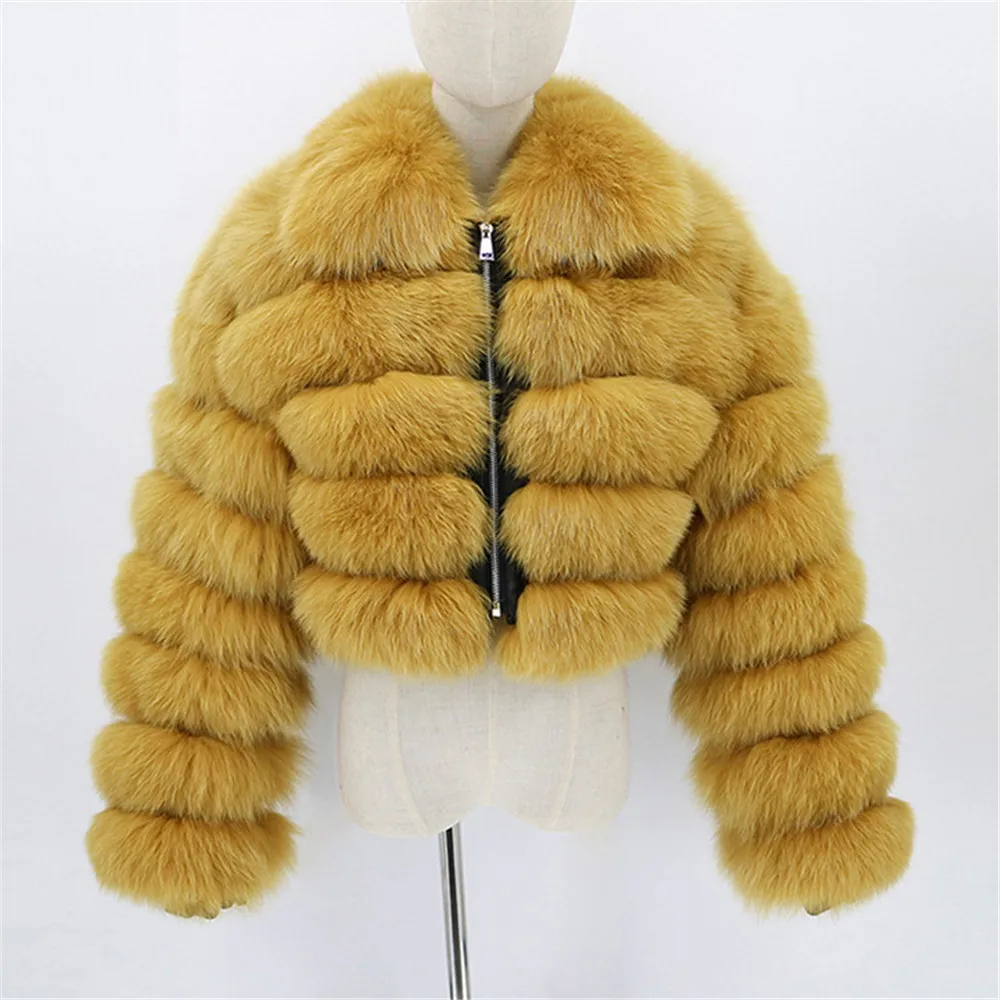 TrendFaux Fur For , Short Polo Collar, Faux Fox Hair, Long Sleeve, Spliced Women'S Coat, New Fashion, 2024