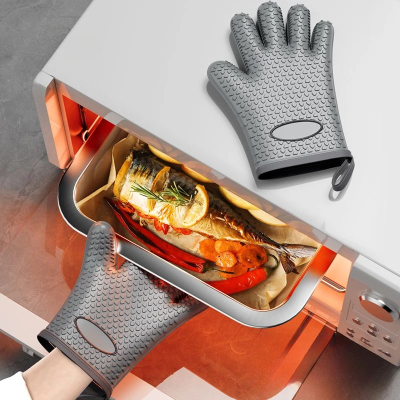 

Anti-scald Gloves for Baking, High Temperature Resistance, Microwave Oven Special, Thickened Kitchen Silicone Heat Insulation, N
