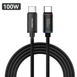 Rocoren 100W High-Speed USB-C to USB-C Charging Cable, 5A Power Delivery 3.1 - 1m (100 W Black)