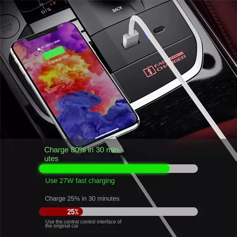1 PCS 27W 자동차 USB 유형 C 고속 트레이 패드 보관함 부품 액세서리 BMW X3 X4 IX3 2022 2023-A65M