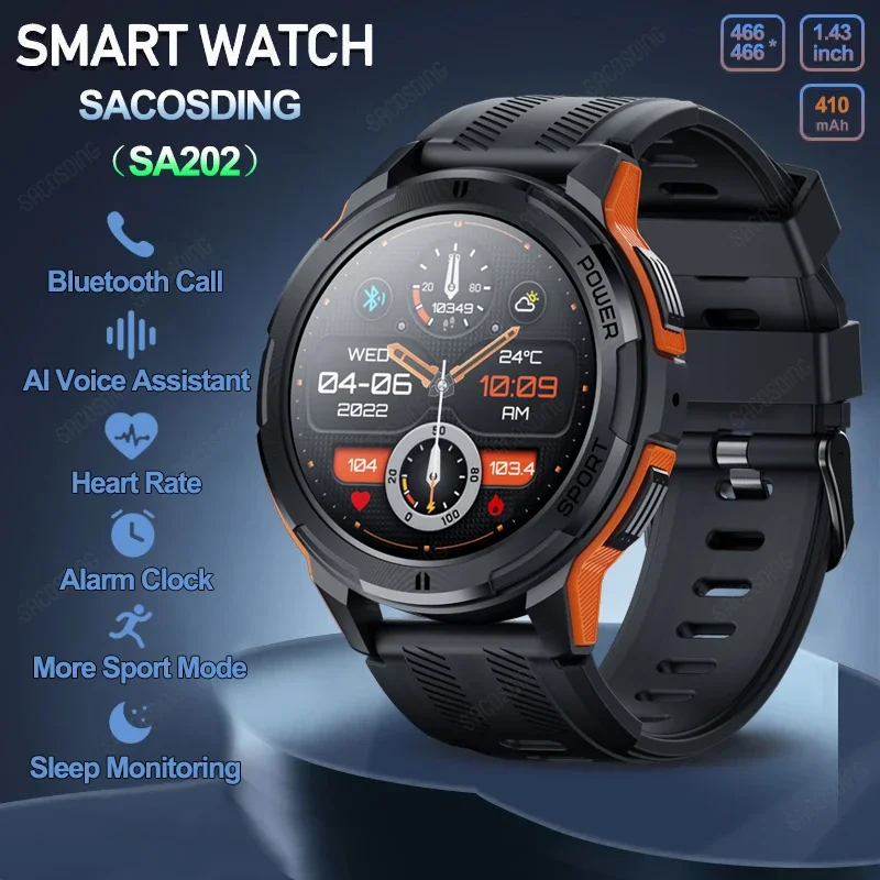 

Смарт-часы мужские водонепроницаемые 1 атм, Bluetooth 466*466