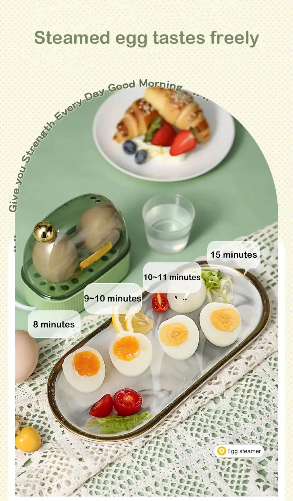 120W Multifunctional Electric Egg Boiler Poacher Automatic Power Off Egg Cookers Mini Breakfast Machine with Food Steamer