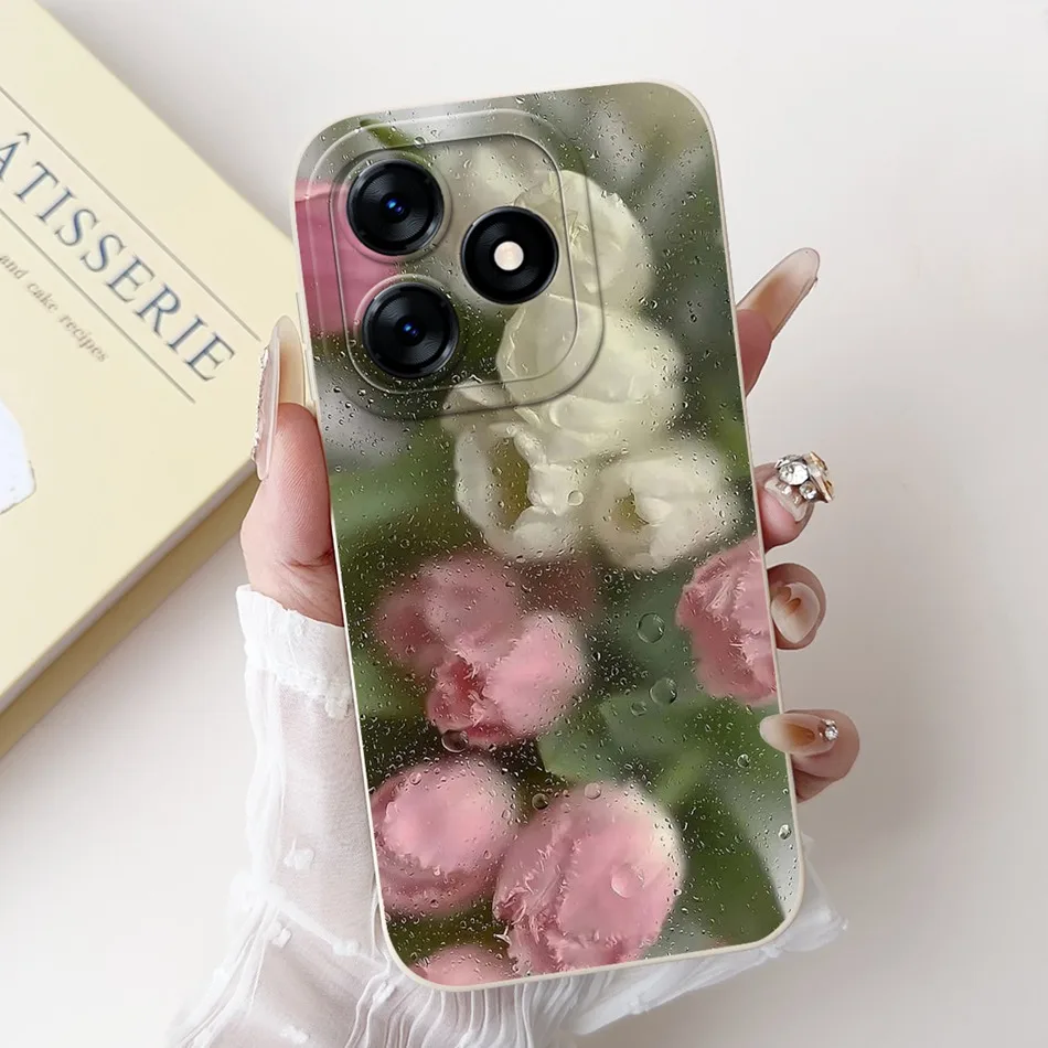 Beautiful Bow Rose Painting Soft Silicone Shockproof Phone Case