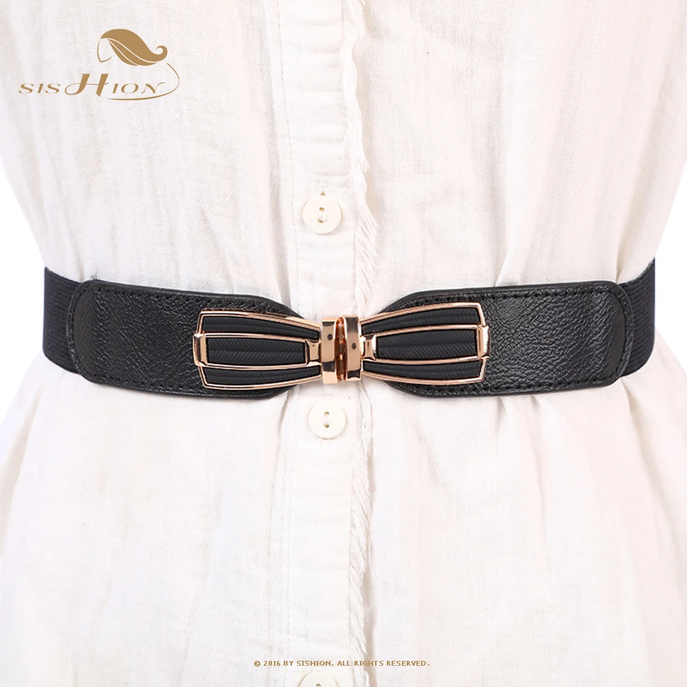 

Elegant Elastic Belt 4 Color Women Thin Waistband Dress Shirt Coat Decorative Belt Casual Stretchy Metal Buckle Ceinture SCB0101