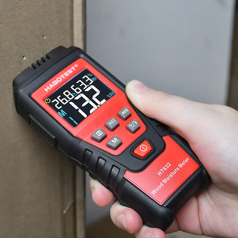 Wood Moisture Meter HT632 Wood Moisture Meter Wall Water Tester Digital Humidity Meter HABOTEST Two Pins Hygrometer Concrete Cement Brick Detector