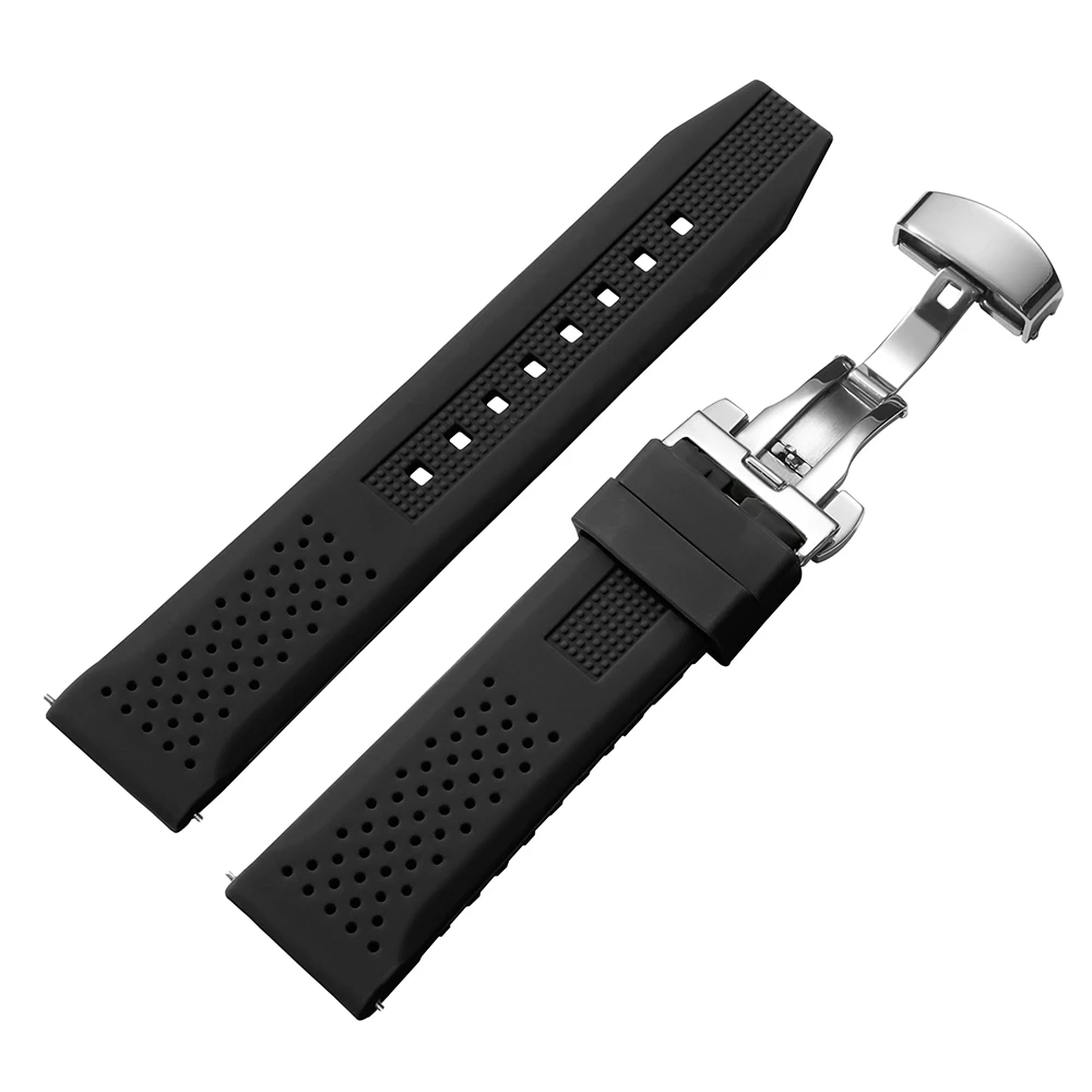 Silicone Quick Release Watch Strap with Butterfly Buckle - Available in Multiple Sizes