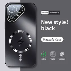 Magnetic Wireless Charging Shockproof Matte Case with Lens Film Protection for Tecno Pova 8 5G (Black)