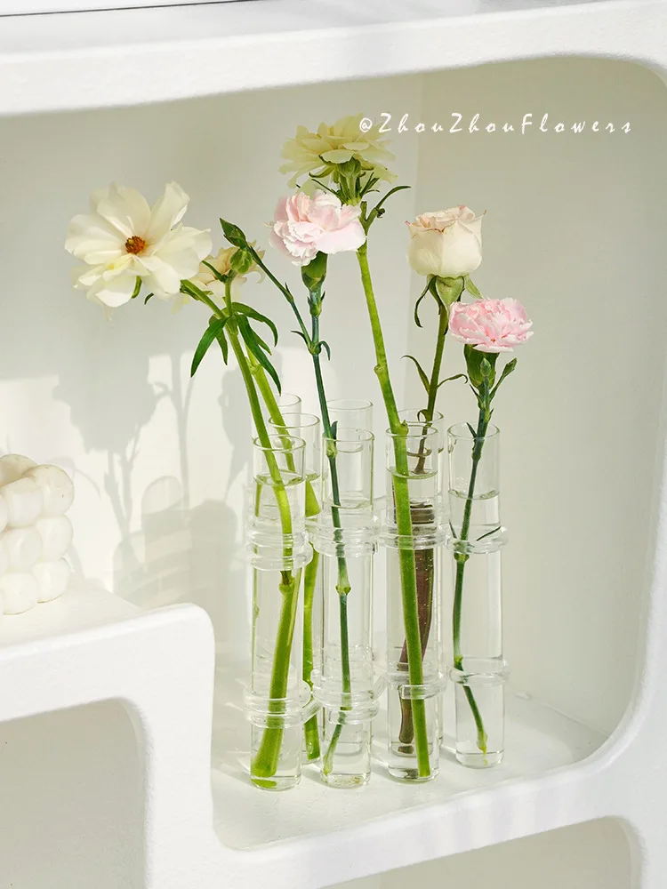 Creative Simple Clear Glass Vase Tubes Set Hanging Flower Arrangement Holder Transparent  Plant Container Home Room Decoration 5