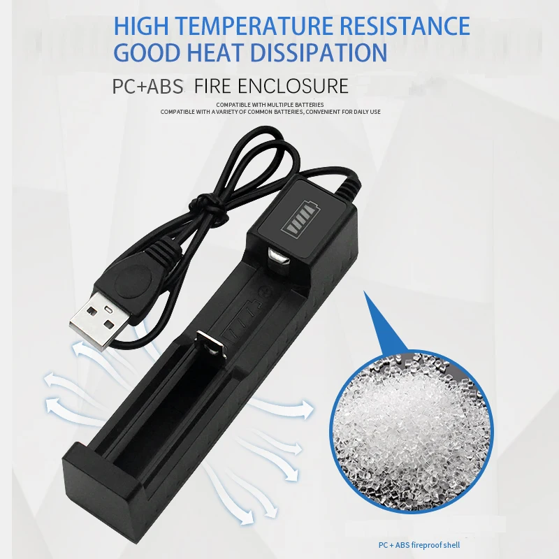 Battery Charger 3.7V 18650 Lithium Ion Battery Li-ion USB Single Rechargeable 4.2V Charge For 14650 16340 16650 18350 26650 21700 18650