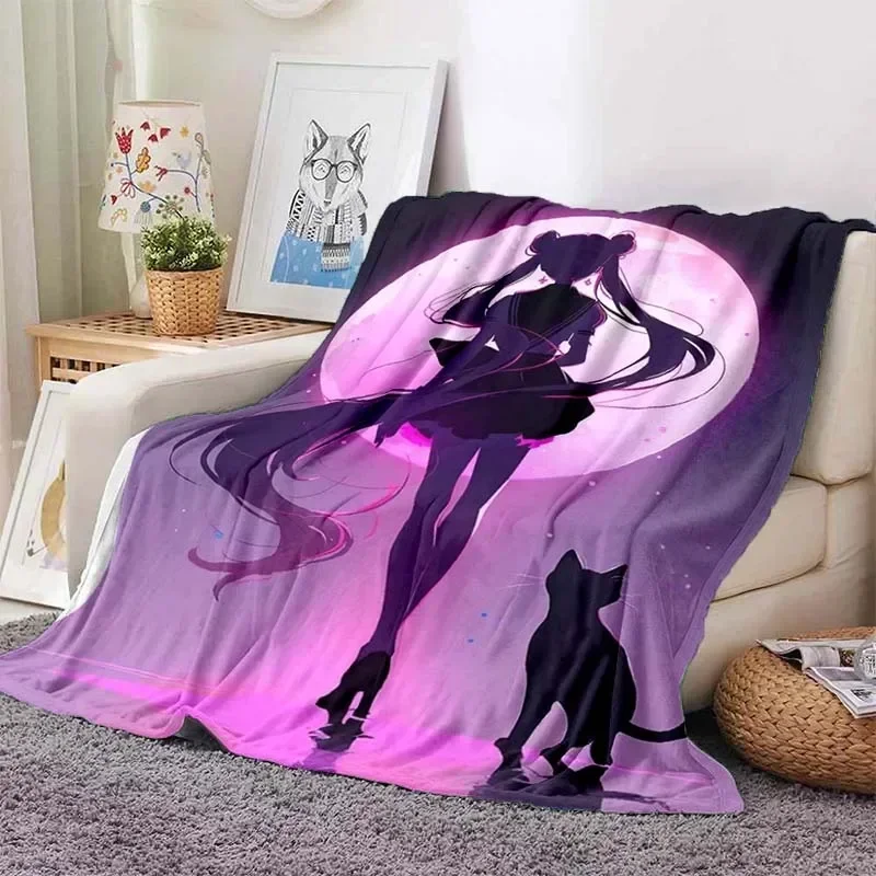 Anime Kawaii Sailor Moon Home Cartoon Printed Blanket Picnic Blanket Warm Flannel Soft and Comfortable Home Travel Birthday Gift 5