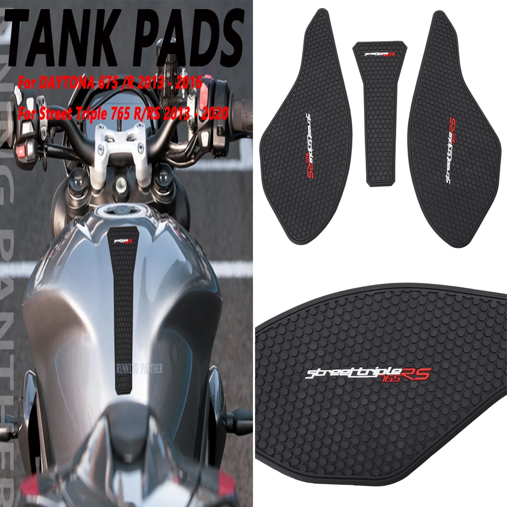 For Daytona 675 /R For Street Triple 765 R/Rs 2013-2020 Motorcycle Anti-Slip Tank Pads Sticker Side Gas Knee Grip Traction Pads