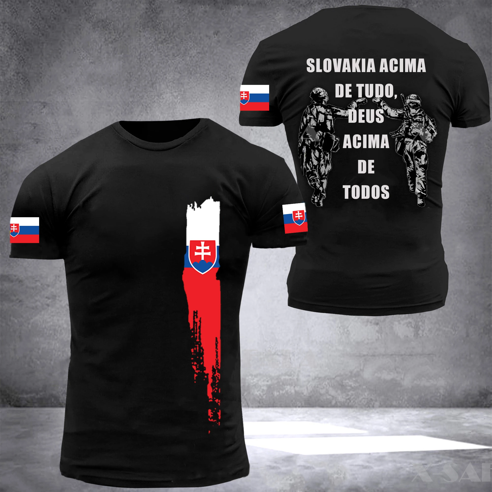 New Men's T-Shirts Slovakia Flag Print Men's T-Shirts Short Sleeve Tops Streetwear Fashion Designer Clothing Plus Size Clothing