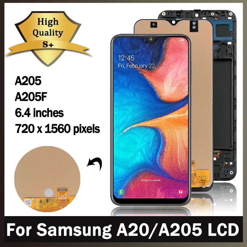 

Тест A20 Дисплей для Samsung A20 A205 SM-A205F ЖК-дисплей сенсорный экран дигитайзер с рамкой в сборе Замена