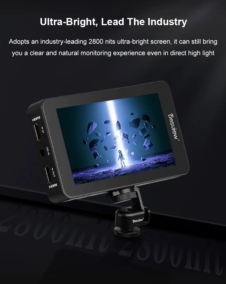 Desview 2800Nits High Brightness Camera Field Monitor 4K 60HZ Touch Screen Monitor and Sunshade 3D LUT for DSLR Camera