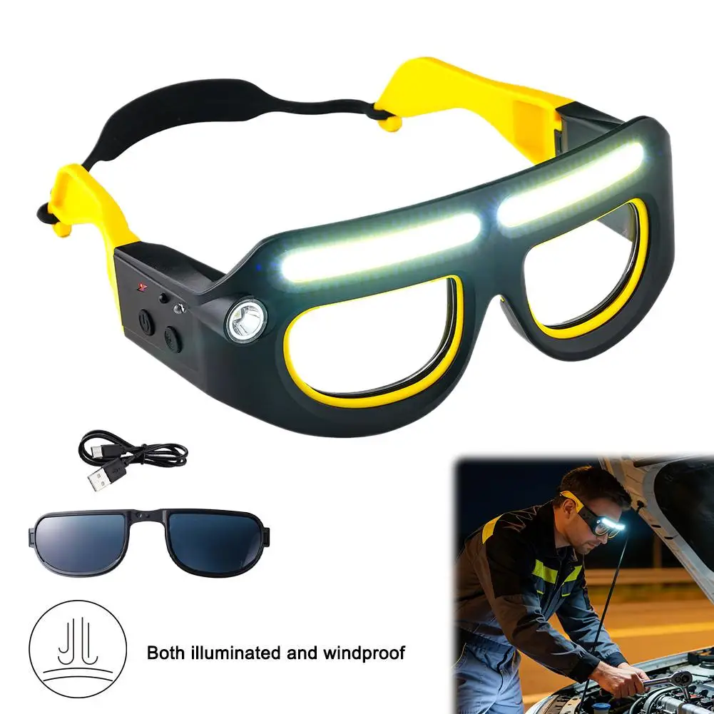 LED Headlamp Protective Glasses Rechargeable Motion Sensor 800LM 5 Modes Lighted Safety Eyewear For Working Repair