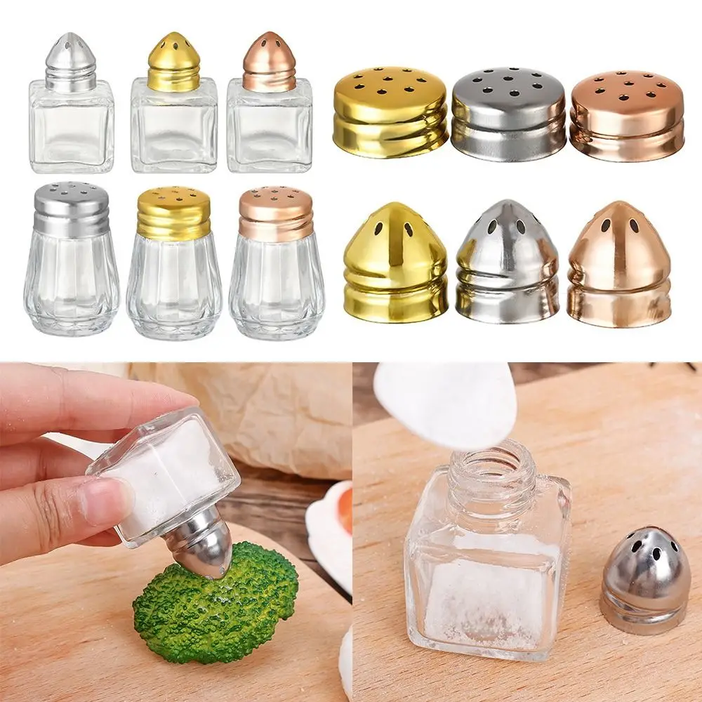 Mini Seasoning Bottle Transparent Glass Spice Jars BBQ Pepper Spice Salt Shaker Jar Food Storage Container with Lid 10/15ML salt shaker spices bottle salt pepper shakers seasoning jar