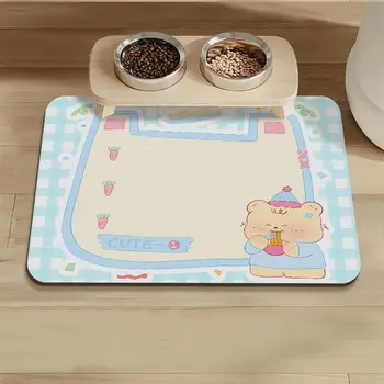 VIKAMA Cute Cartoon Cat Dog Pet Mat-Waterproof, Oil-Resistant, Food-Safe, Quick-Dry, Scratch-Resistant, Easy To Clean & No-Wash