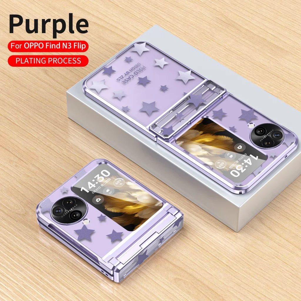For OPPO Find N3 N2 Flip Case Hinge Star Fashion Plating Clear Shockproof Protection Cover Find N3 Find N2 Flip Phone Cases