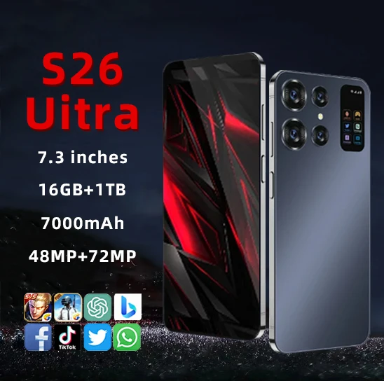 S26 Ultra-teléfono Android de 7,0 pulgadas, 16G + 1TB, 48MP + 72MP, 7000mAh, red 5G, Dual Sim, 10 núcleos, desbloqueo, tableta