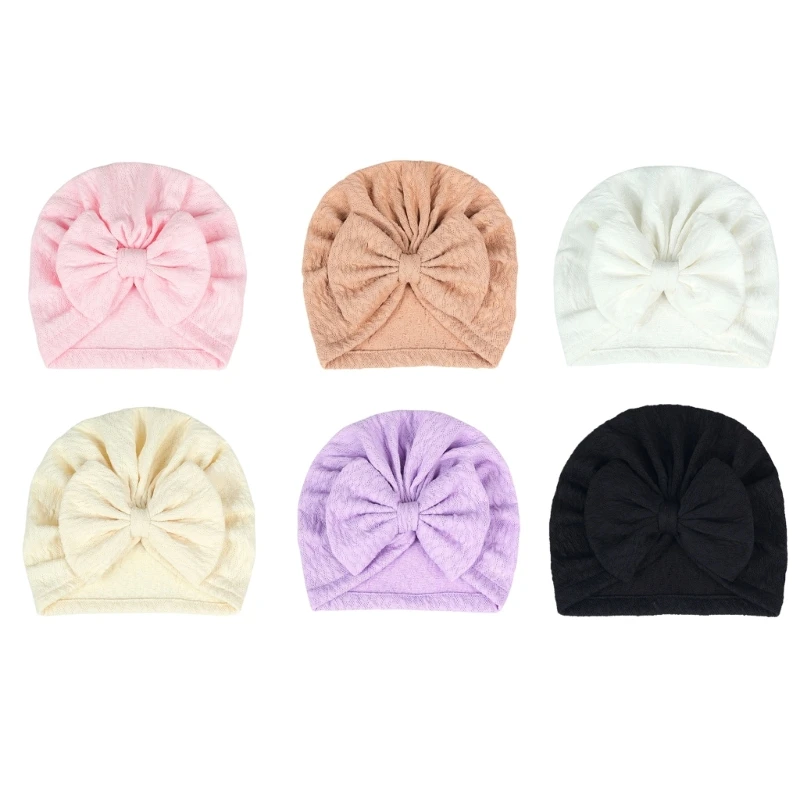 Bowtie Hat Baby Girls Boys Turban Hats Newborn Infant Beanie Cap Toddler Soft Bonnet Fashionable Headwrap Solid Headwear