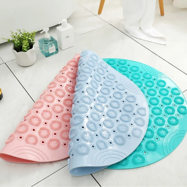 Bathroom Mat Anti-slip Sucker Round PVC Bath Mat with Drain Hole Silicone  Bathing Rugs Foot Massage Pad Bathtub Soft Shower Mat - AliExpress