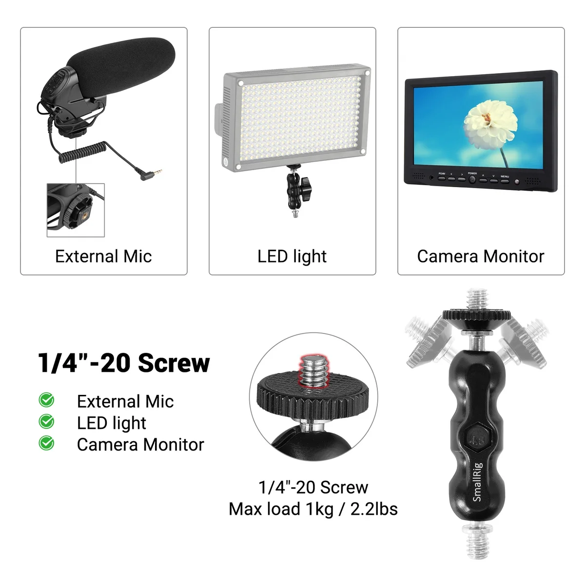 SmallRig Universal Magic Arm with Small Ball Head Monitor Magic Arm For Sony A7S3 / For Canon Camera Accessories — view 3