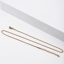 Gold Tone Stainless Steel Box Chain Necklace - Fashion Jewelry - 40cm (Gold Color)