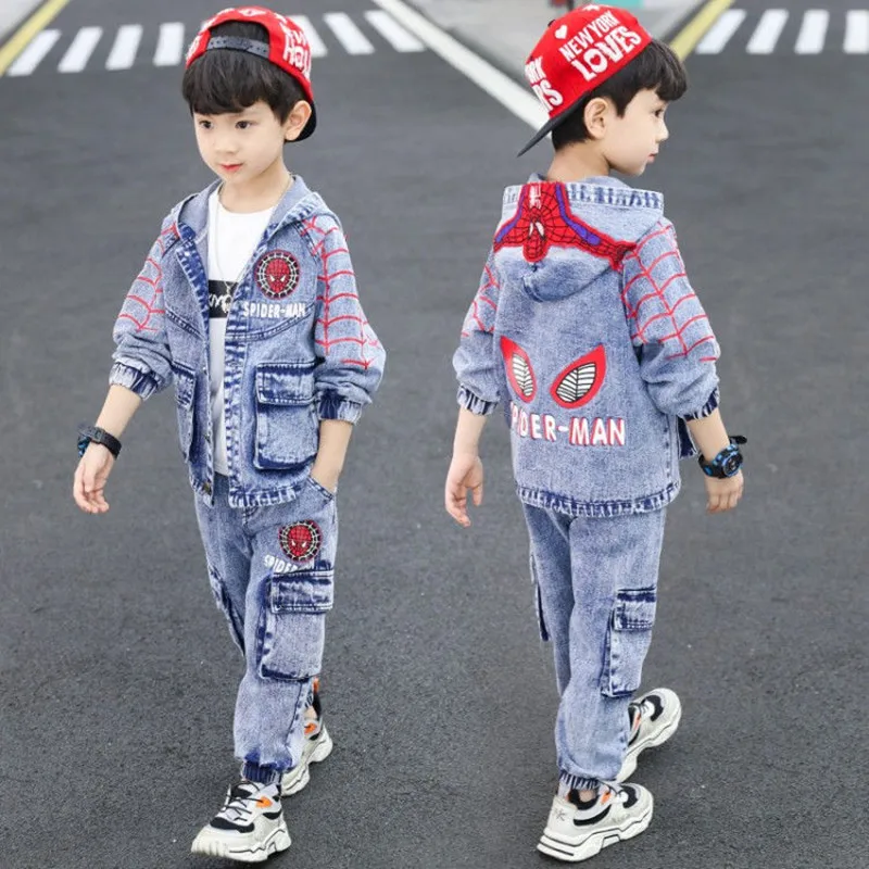 Осенний костюм для мальчиков джинсы в иностранном стиле свободный Детский