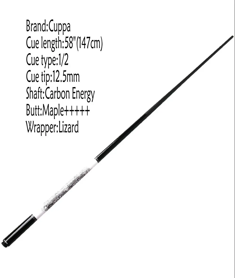 

CUPPA 58" Carbon Energy Lizard Leather Billiard Pool Cue Stick 10.5mm/12.5mm + Case Set