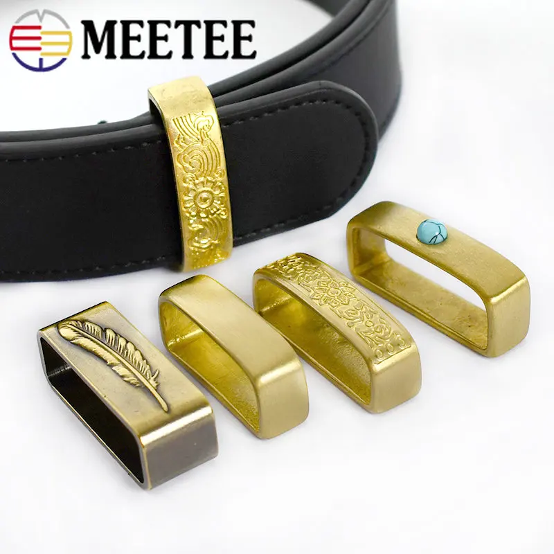 Meetee 1/2Pcs 35/40mm Pure Copper Belts Rings Buckles Leather Belt Loops  Hook Buckle DIY Craft Band O Ring Loop Clasp Accessory