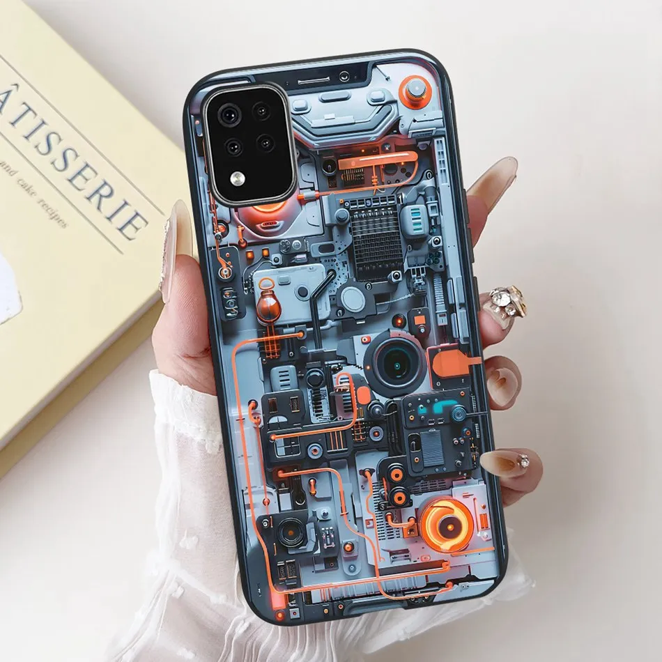 New Cute Cartoon Floral Phone Case, Black Silicone Soft Cover
