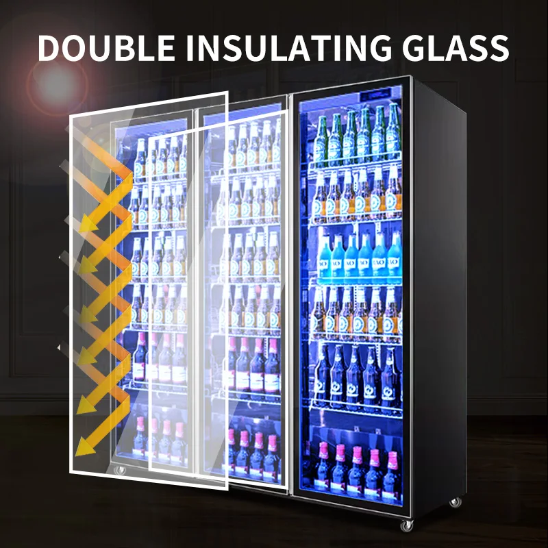 Commercial Display Freezer 2 Door Beverage Cooler Freezer Refrigerator Display Cooler 4