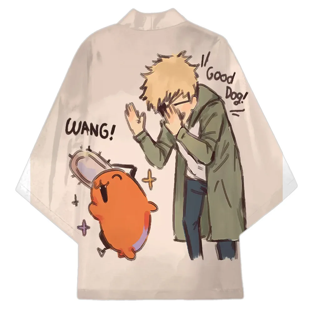 Digital Printing Baby Chainsaw Man Anime Series Surrounding Kimono Cape Two-dimensional Feather Woven Robe Summer New Products