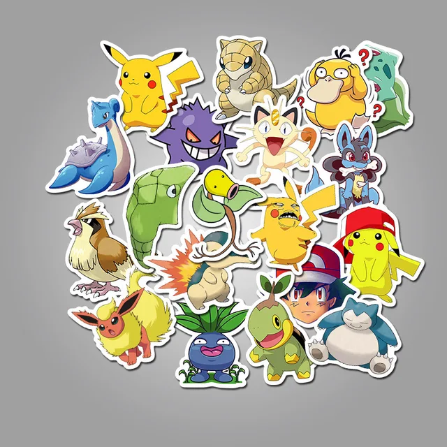 50/40/10Pcs/pack Pokemon Stickers Kawaii Pikachu Skateboard Bicycle Guitar Laptop Kids Waterproof Label Decor Stationery Sticker 6