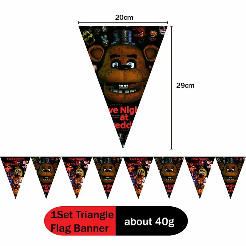FIve Night At Freddys Geburtstagsparty-Dekoration, FNAF-Teller, Tassenaufkleber, Ballon für Kinder, Event-Zubehör, Einweggeschirr-Banner – Detail 5