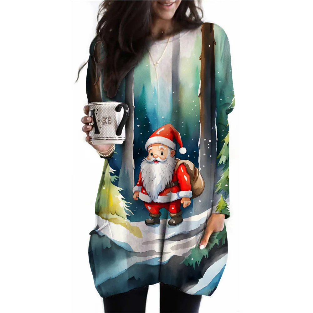 Camicetta Natalizia Per Donne Con Renna E Fiocchi Di Neve T-Shirt