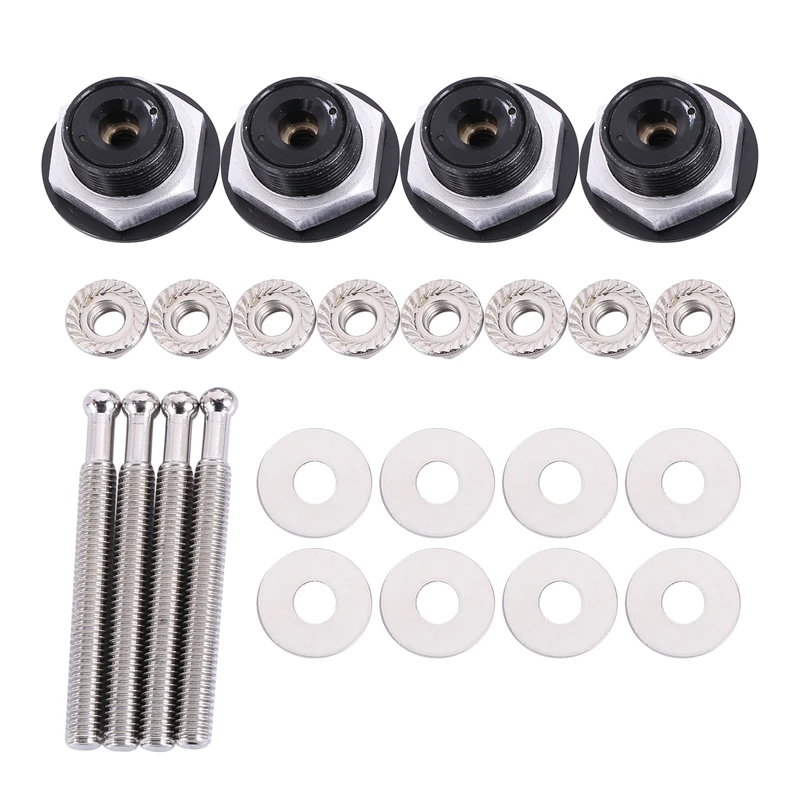 

4X Push Button Quick Release Car Hood Bonnet Latch Pin Lock Bumper Clip Black