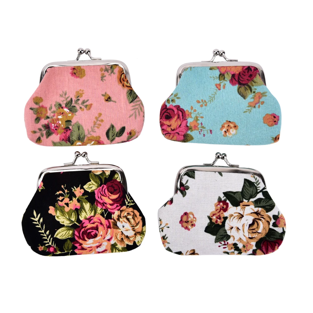 Women Coin Purse Flower Printing Ladies Coin Purse Pocket Pouch Key Credit 1 Pc Leather Coin Purse