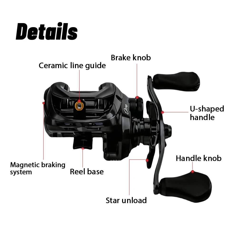 Abu Garcia Original ORRA Baitcasting Fishing Reel 5 + 1 BB Gear Ratio 6.5:1 Magnetic Braking System Max Drag 5KG Weight 215g fishing reel