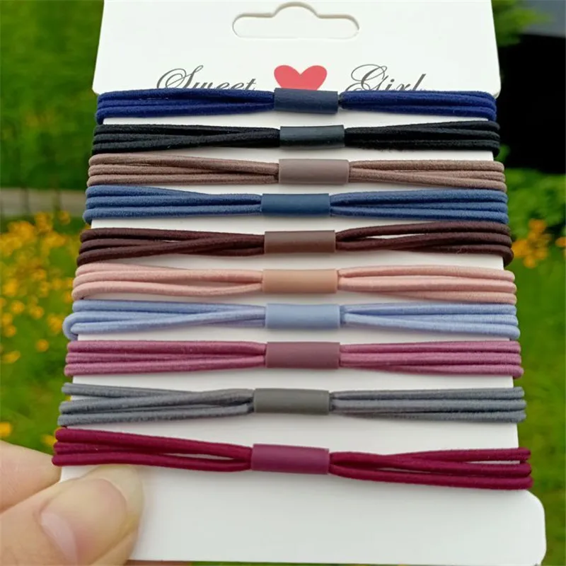 

20Pcs/Lot DIY Fashion Women Hair Accessories Headwear Triple Elastic Ruuber Bands Deep Colorful Ponytail Holder Girls Headdress