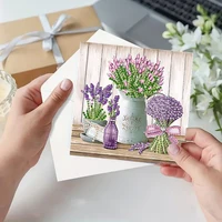 6-Piece/Set DIY Diamond Painting Kit Birthday Card Kit, Unique Flower Pattern Design, Rhinestone Diamond Painting Art Mosaic Pos 6