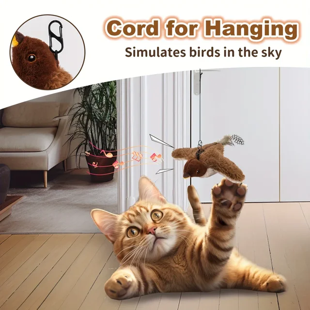 Remote Control Cat Toy Interactive Electric Fluttering Sparrow Realistic Bird Movements Engaging Pet Play Accessory 4
