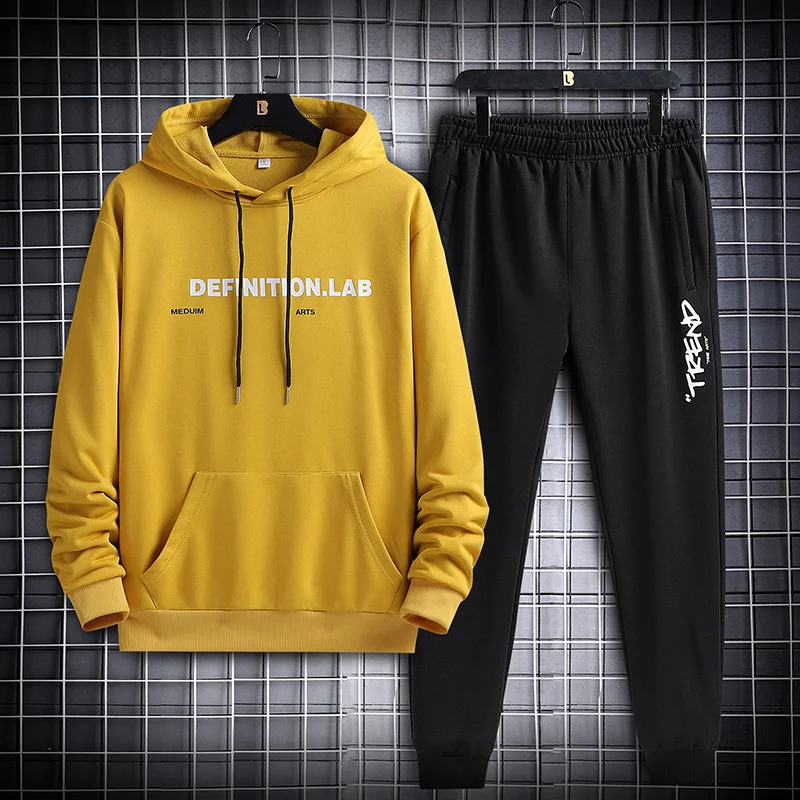 

2023 New Tracksuit Men Casual Long Sleeve Hoodies Sweatshirt Two Piece Sweater+pants Set Hip Hop Fashion Streetwear Men Set 5XL